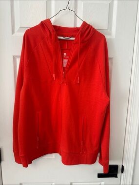 Orange Full-Zip Hoodie with Hood and Pockets